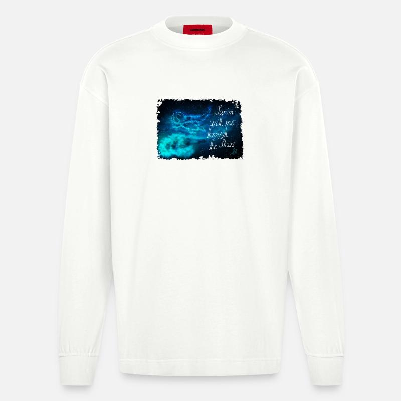 Nagez à travers les étoiles - Manches longues bio épais oversize fabriqué en UE - OFF WHITE