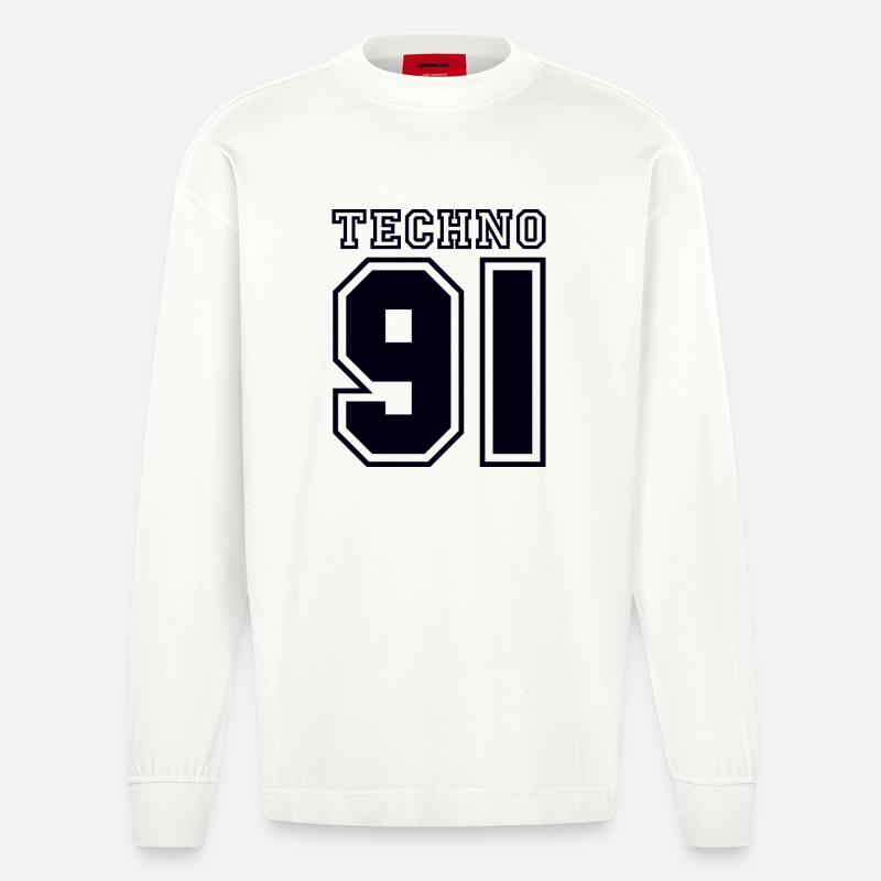 TECHNO 91 - Heavyweight Oversized Organic Langarmshirt Made in EU - OFF WHITE