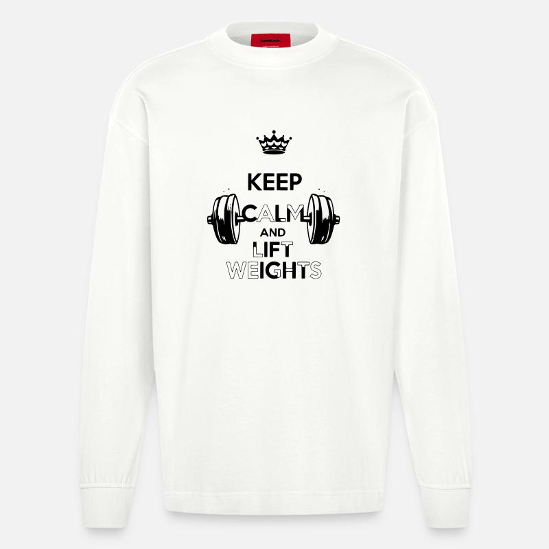 Restez calme - Manches longues bio épais oversize fabriqué en UE - OFF WHITE