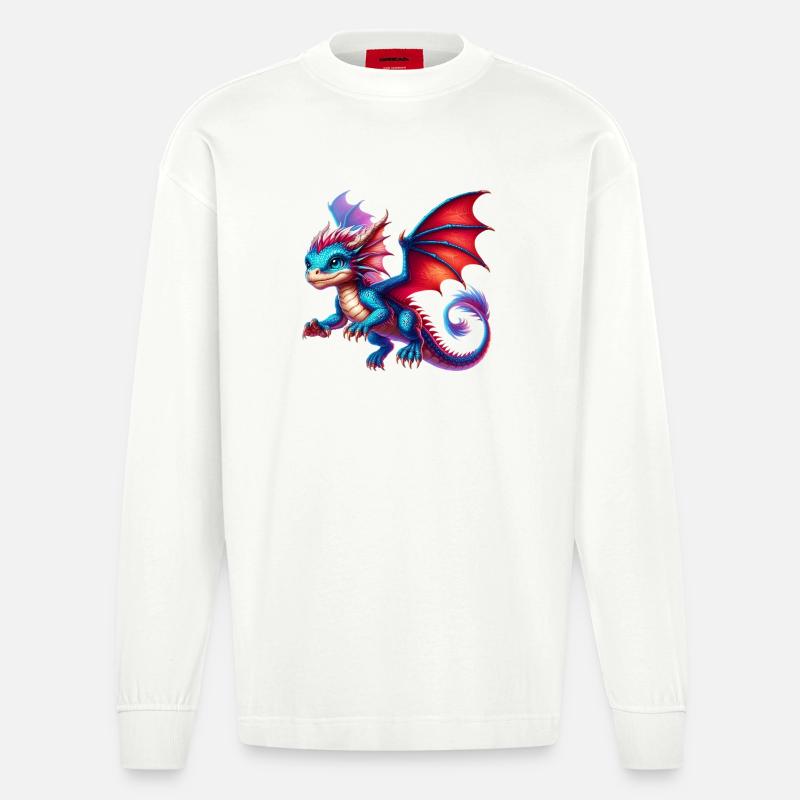 Drache - Heavyweight Oversized Organic Langarmshirt Made in EU - OFF WHITE