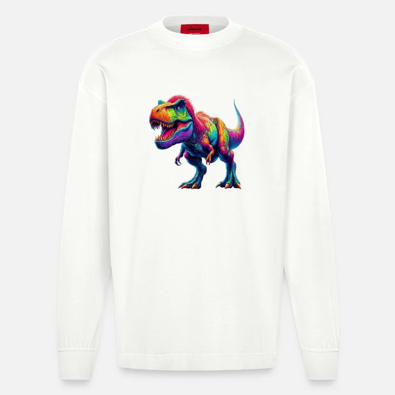Dinosaurier - Heavyweight Oversized Organic Langarmshirt Made in EU - OFF WHITE