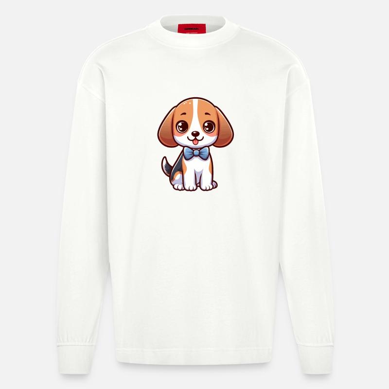 Süßer kleiner Beagle - Heavyweight Oversized Organic Langarmshirt Made in EU - OFF WHITE