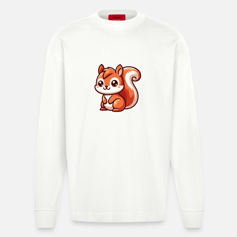 Petit Ecureuil Mignon - Manches longues bio épais oversize fabriqué en UE - OFF WHITE