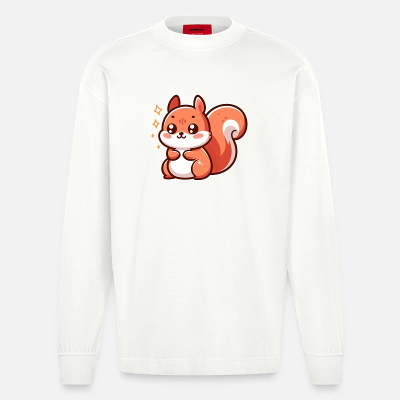 Niedliches kleines Eichhörnchen - Heavyweight Oversized Organic Langarmshirt Made in EU - OFF WHITE