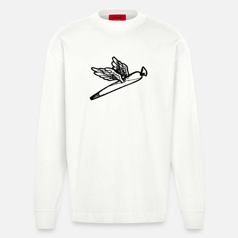 We fly so High - Heavyweight Oversized Organic Langarmshirt Made in EU - OFF WHITE