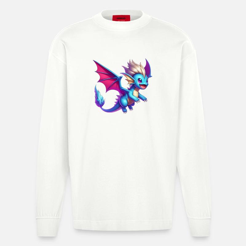 Drache - Heavyweight Oversized Organic Langarmshirt Made in EU - OFF WHITE