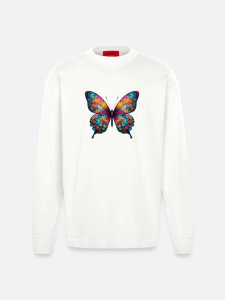 Papillon - Manches longues bio épais oversize fabriqué en UE - OFF WHITE