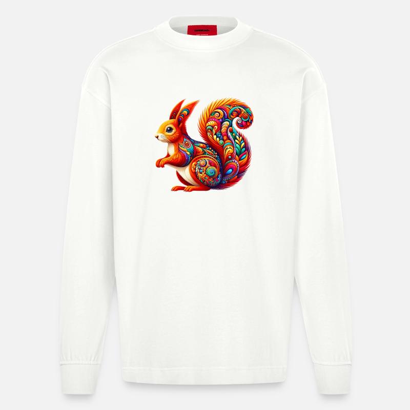 Eichhörnchen - Heavyweight Oversized Organic Langarmshirt Made in EU - OFF WHITE