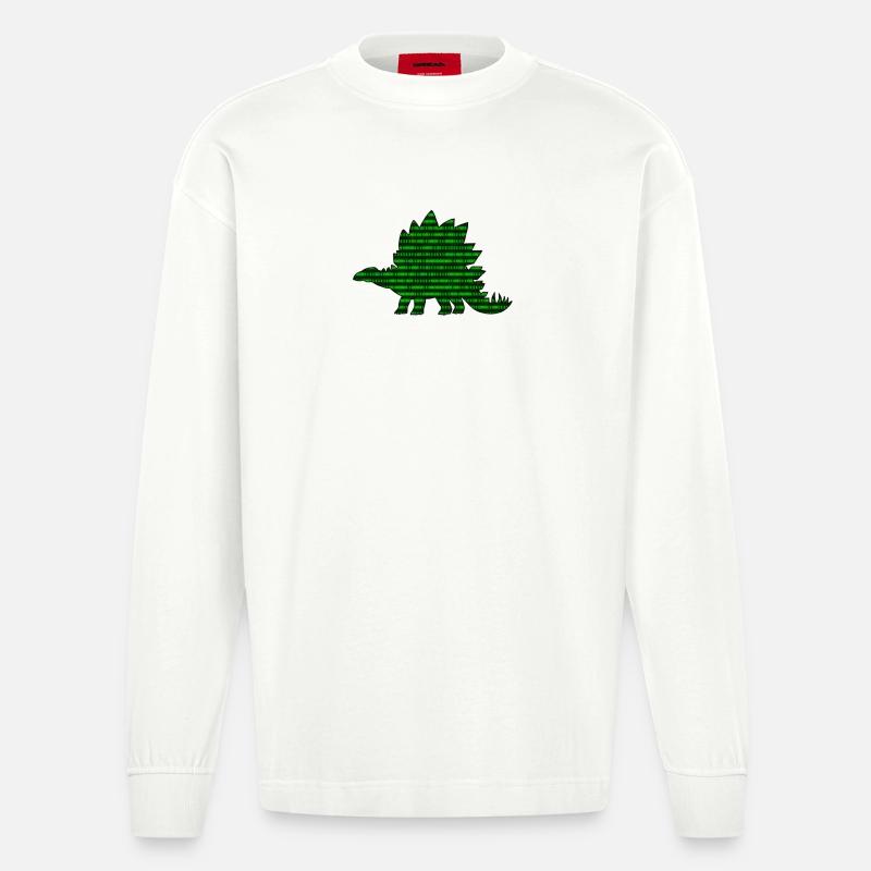 Digital Dinosaur - Heavyweight Oversized Organic Langarmshirt Made in EU - OFF WHITE
