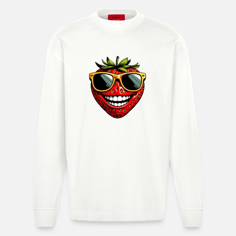 Erdbeeren Erdbeeren - Heavyweight Oversized Organic Langarmshirt Made in EU - OFF WHITE