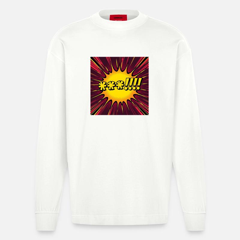 Comic Explosion Gelb-Pop - Heavyweight Oversized Organic Langarmshirt Made in EU - OFF WHITE