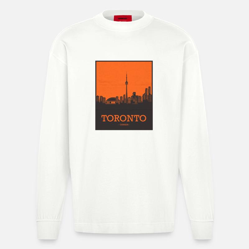 Toronto Canada Skyline - Heavyweight Oversized Organic Langarmshirt Made in EU - OFF WHITE