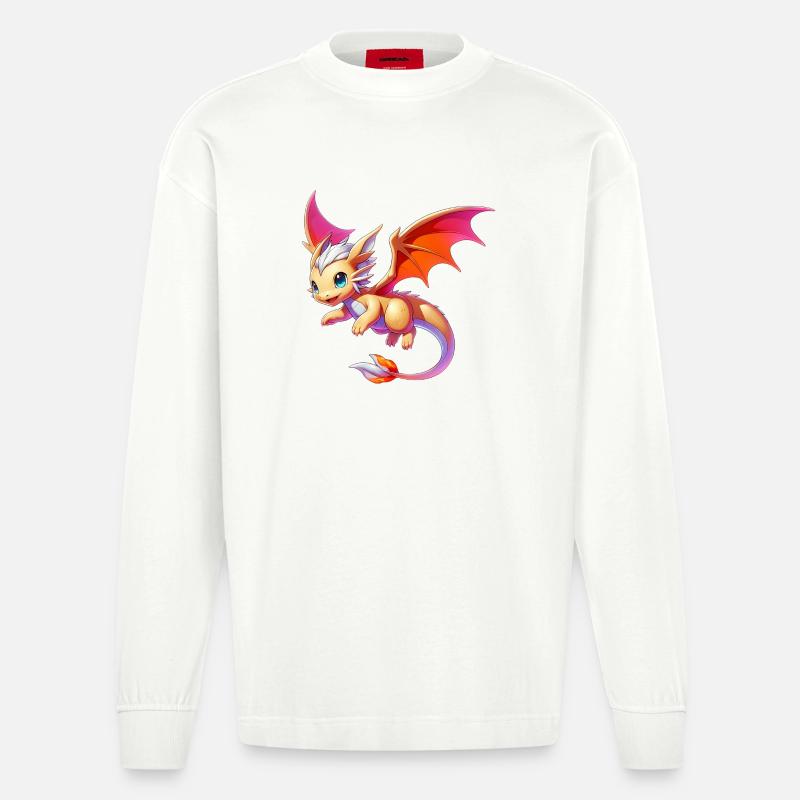 Drache - Heavyweight Oversized Organic Langarmshirt Made in EU - OFF WHITE