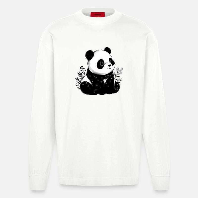 Panda - Heavyweight Oversized Organic Langarmshirt Made in EU - OFF WHITE