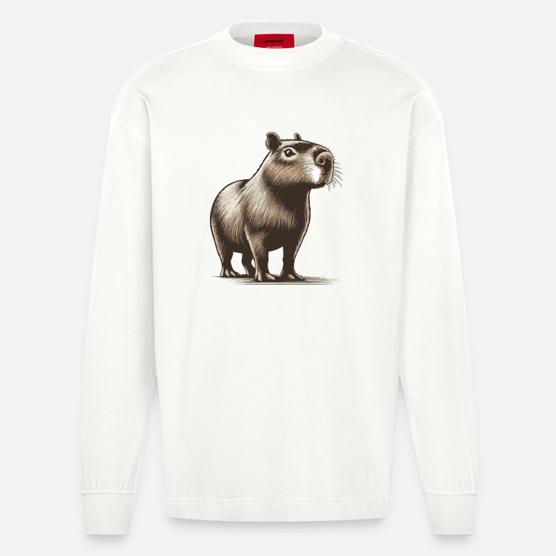 Capybara - Heavyweight Oversized Organic Langarmshirt Made in EU - OFF WHITE