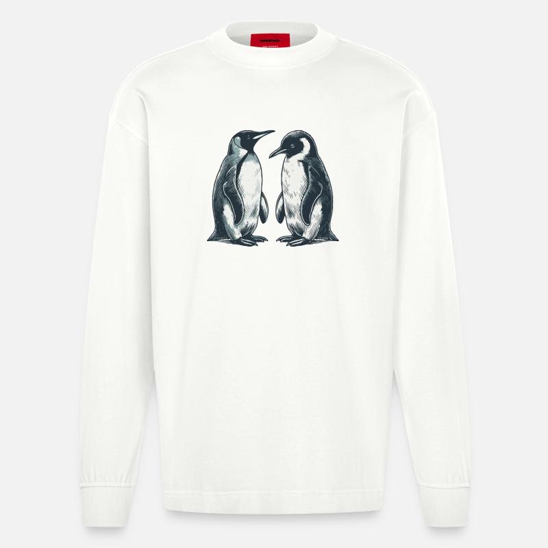 Pingouins - Manches longues bio épais oversize fabriqué en UE - OFF WHITE