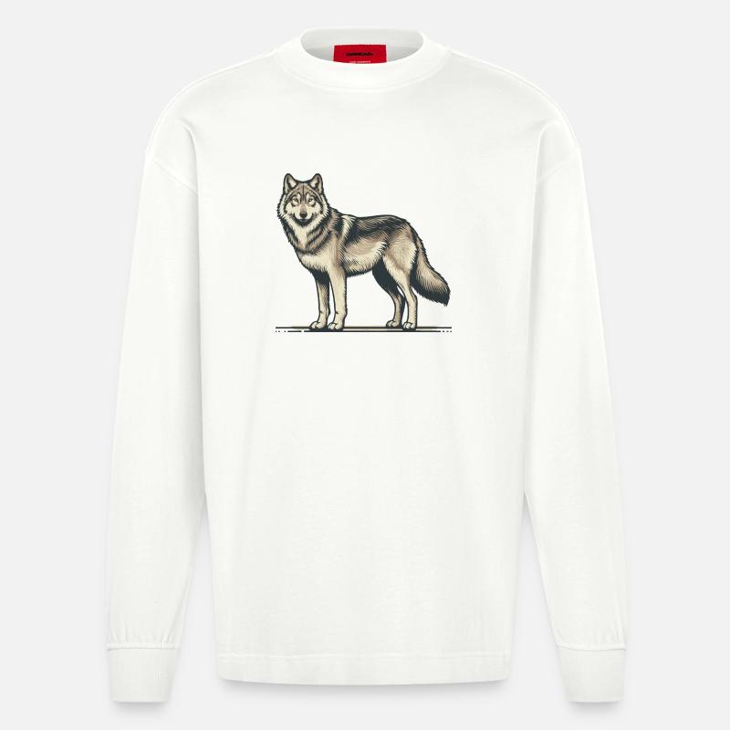 Wolf - Heavyweight Oversized Organic Langarmshirt Made in EU - OFF WHITE