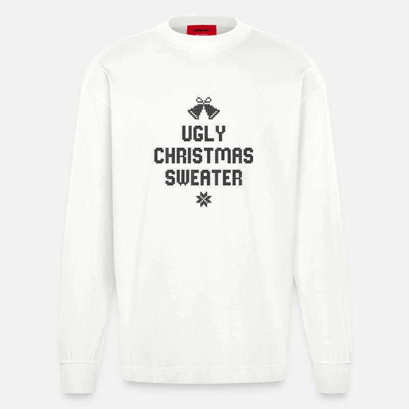 Pull de Noël moche - Manches longues bio épais oversize fabriqué en UE - OFF WHITE