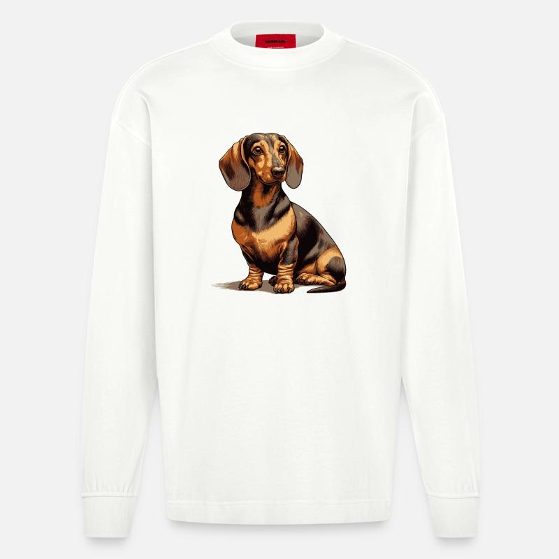 Teckel assis - Manches longues bio épais oversize fabriqué en UE - OFF WHITE