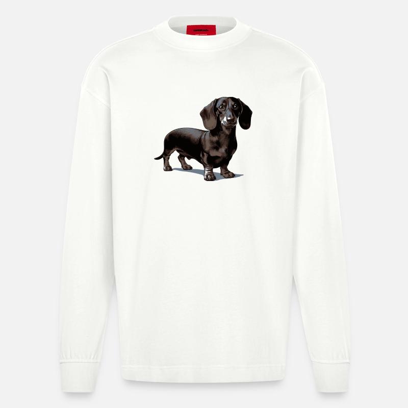 Dackel - Heavyweight Oversized Organic Langarmshirt Made in EU - OFF WHITE