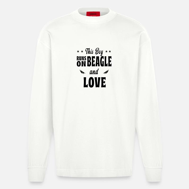 Dieser Junge Beagle Design - Heavyweight Oversized Organic Langarmshirt Made in EU - OFF WHITE