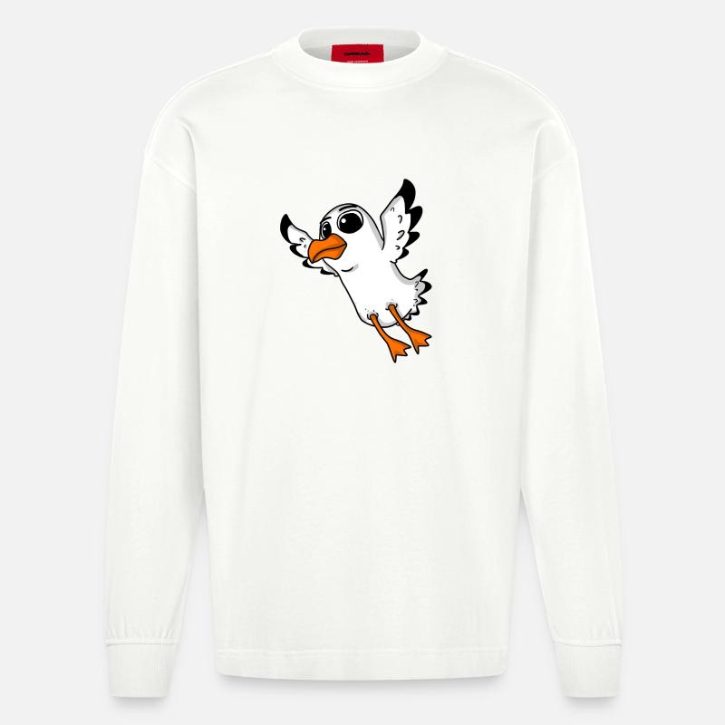 Möwe Vogel - Heavyweight Oversized Organic Langarmshirt Made in EU - OFF WHITE