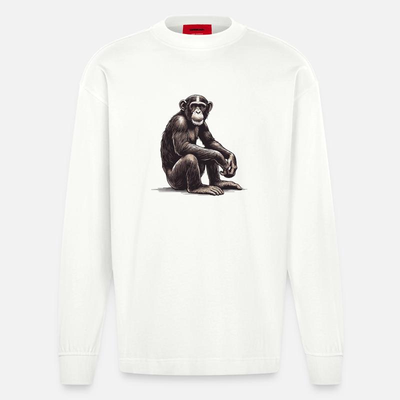 Chimpanzé - Manches longues bio épais oversize fabriqué en UE - OFF WHITE