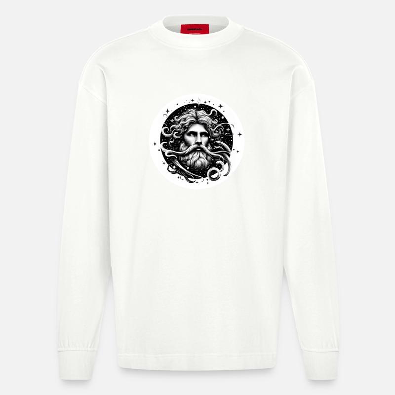 Kosmischer Sternenbart - Wassermann - Heavyweight Oversized Organic Langarmshirt Made in EU - OFF WHITE