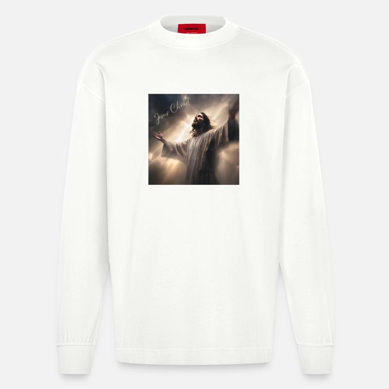 Jesus Christus, katholisch, religiös - Heavyweight Oversized Organic Langarmshirt Made in EU - OFF WHITE