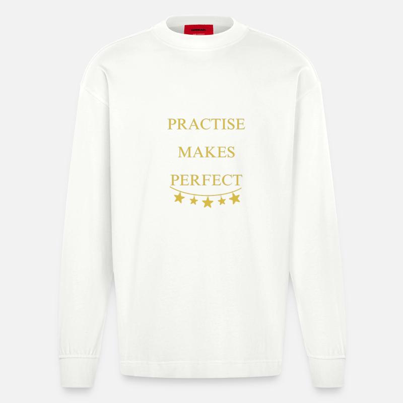 Practise makes perfect - Heavyweight Oversized Organic Langarmshirt Made in EU - OFF WHITE