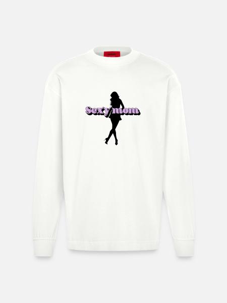 Sexy mom - Heavyweight Oversized Organic Longsleeve Shirt Made in EU - OFF WHITE