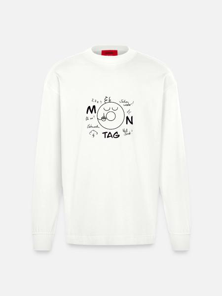 Monday Blues - Heavyweight Oversized Organic Longsleeve Shirt Made in EU - OFF WHITE