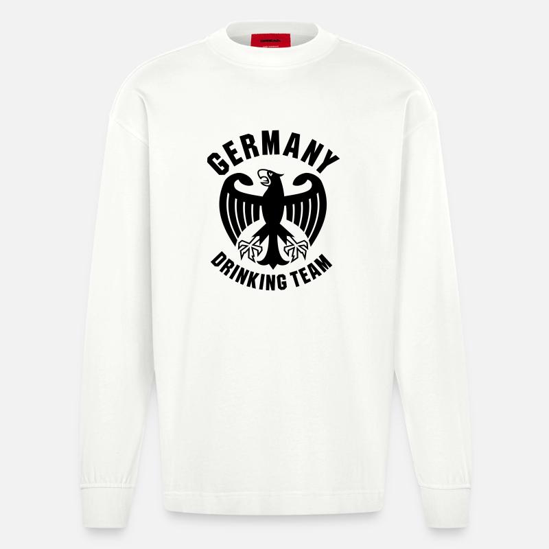 Germany Drinking Team - Heavyweight Oversized Organic Langarmshirt Made in EU - OFF WHITE