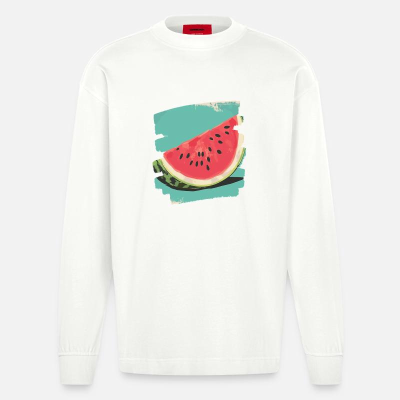 Pastèque - Manches longues bio épais oversize fabriqué en UE - OFF WHITE