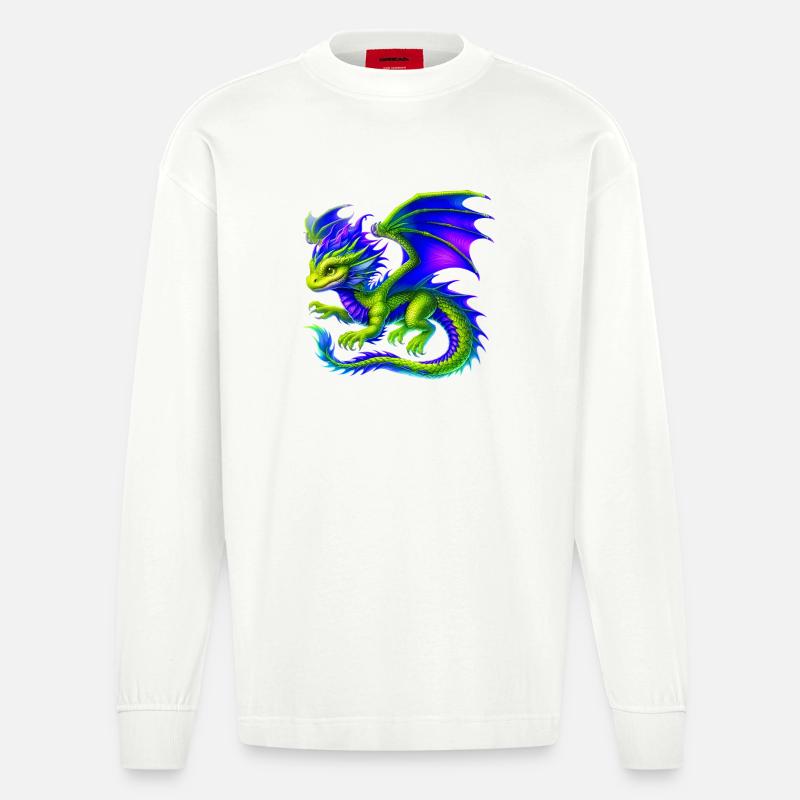 Drache - Heavyweight Oversized Organic Langarmshirt Made in EU - OFF WHITE
