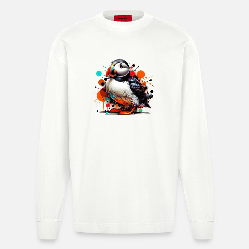 Papageitaucher - Heavyweight Oversized Organic Langarmshirt Made in EU - OFF WHITE