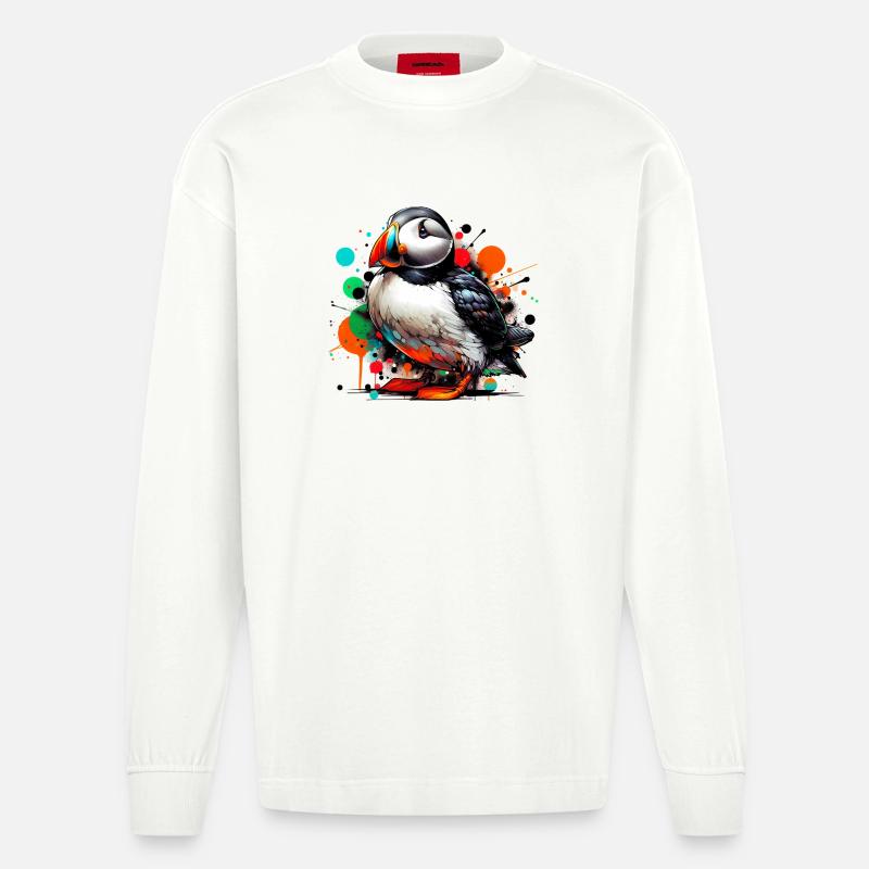 Papageitaucher - Heavyweight Oversized Organic Langarmshirt Made in EU - OFF WHITE