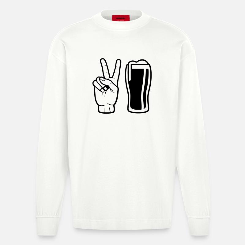 Bier bestellen - Heavyweight Oversized Organic Langarmshirt Made in EU - OFF WHITE