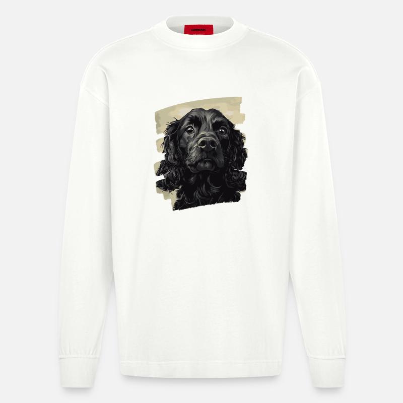 Cocker Spaniel - Heavyweight Oversized Organic Langarmshirt Made in EU - OFF WHITE
