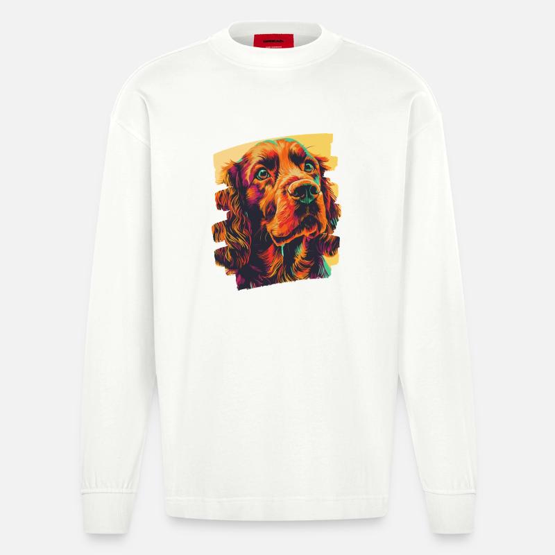 Cocker Spaniel - Manches longues bio épais oversize fabriqué en UE - OFF WHITE