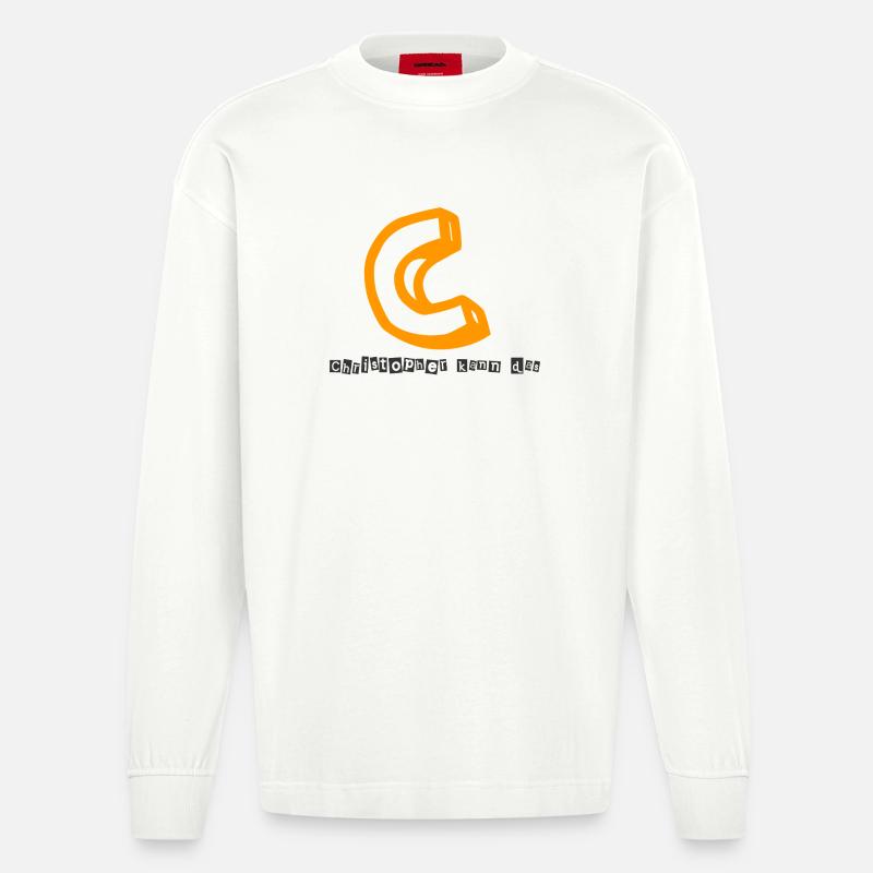 Christopher kann das Abstrakter Kaugummi-Print - Heavyweight Oversized Organic Langarmshirt Made in EU - OFF WHITE