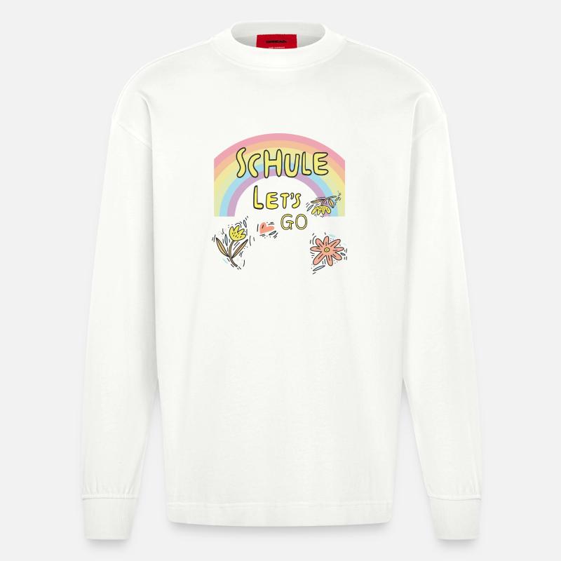 Schule Einschulung - Heavyweight Oversized Organic Langarmshirt Made in EU - OFF WHITE