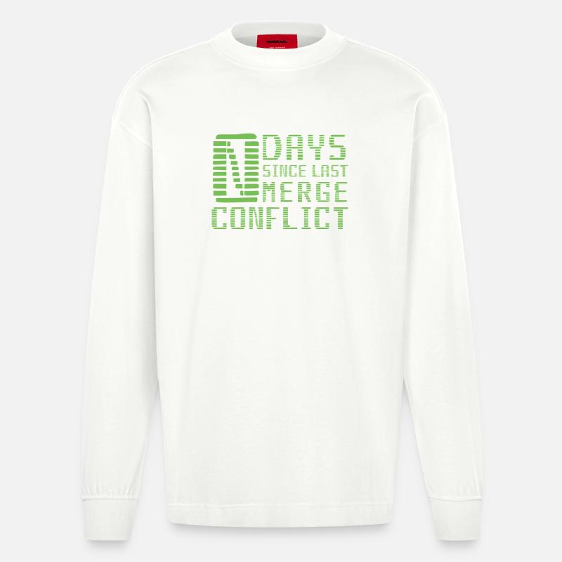 Merge Conflict Software Developer Entwickler Geek - Heavyweight Oversized Organic Langarmshirt Made in EU - OFF WHITE