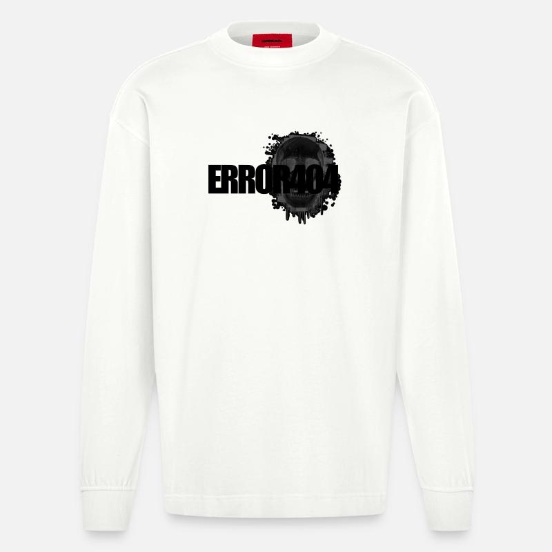 Schädel Graffiti Splatter - Heavyweight Oversized Organic Langarmshirt Made in EU - OFF WHITE
