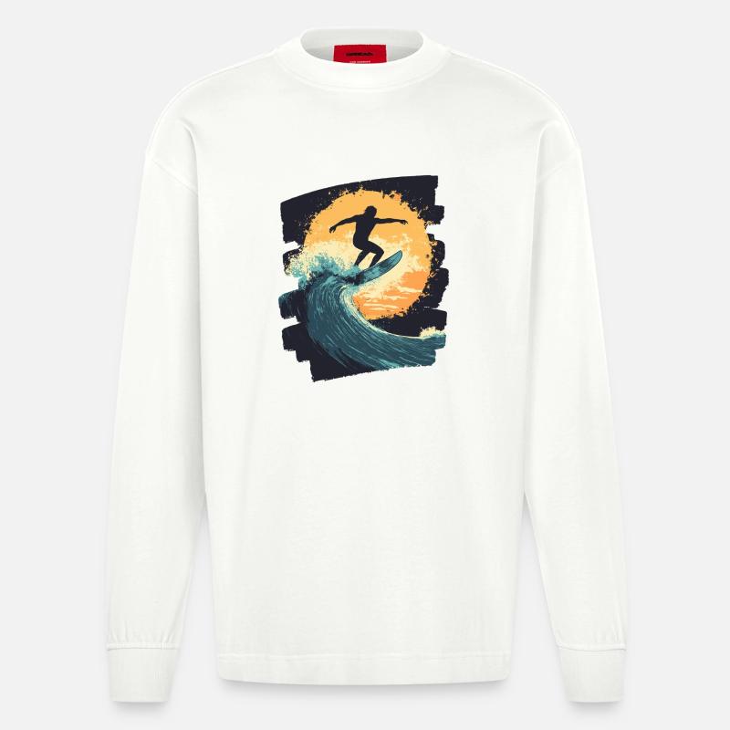 Surfeur Surf Planche de surf Surf - Manches longues bio épais oversize fabriqué en UE - OFF WHITE