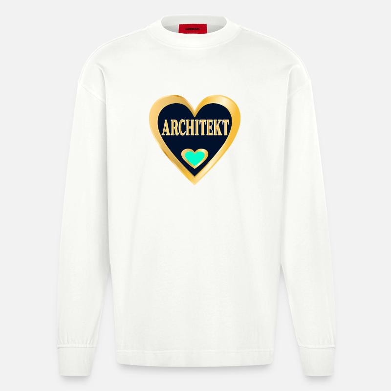 ARCHITEKTUR BERUF STUDIUM ARCHITEKT - Heavyweight Oversized Organic Langarmshirt Made in EU - OFF WHITE