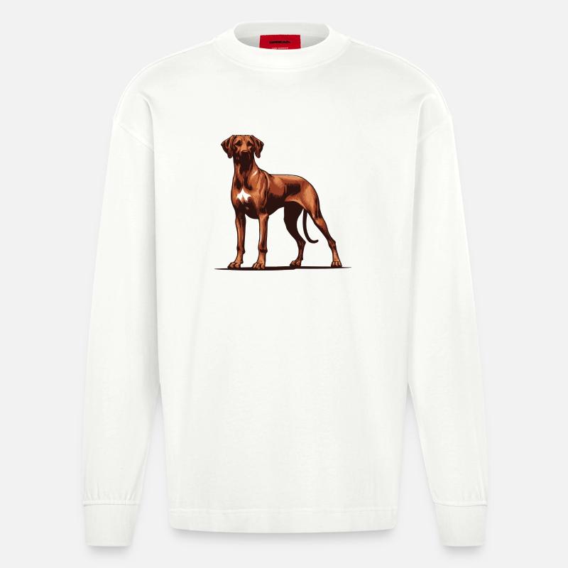 Rhodésian Ridgeback - Manches longues bio épais oversize fabriqué en UE - OFF WHITE