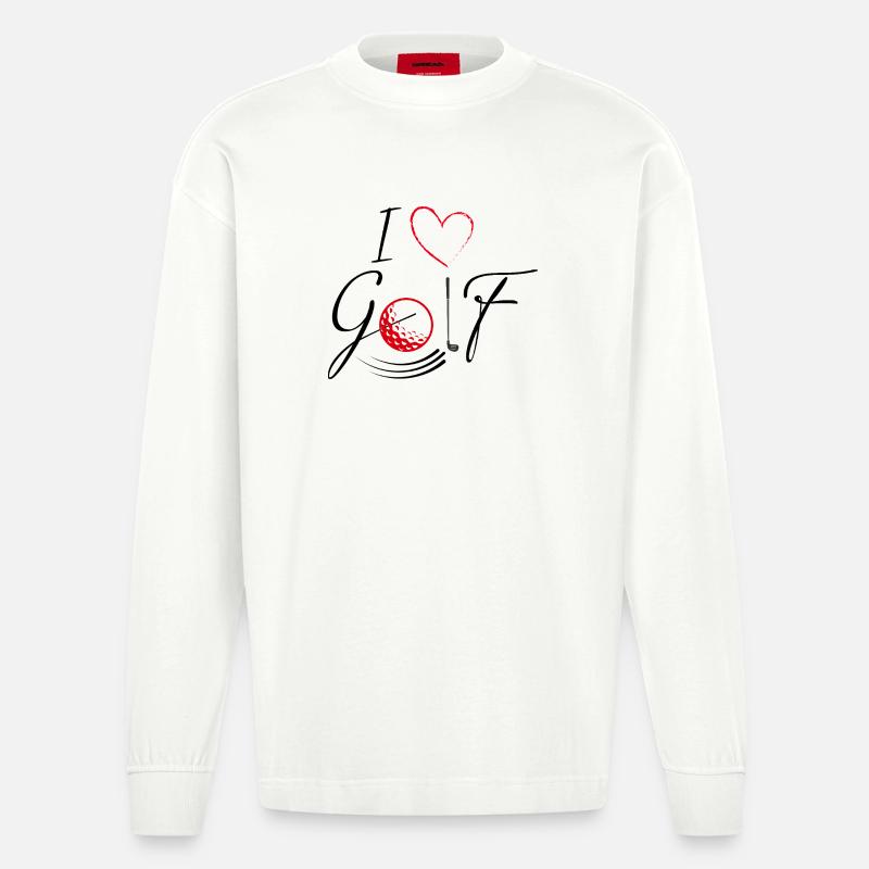 J’aime le golf - noir - Manches longues bio épais oversize fabriqué en UE - OFF WHITE