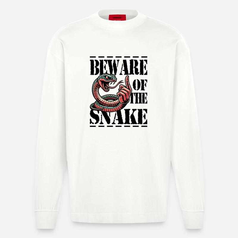 Vorsicht vor der Schlange - Heavyweight Oversized Organic Langarmshirt Made in EU - OFF WHITE