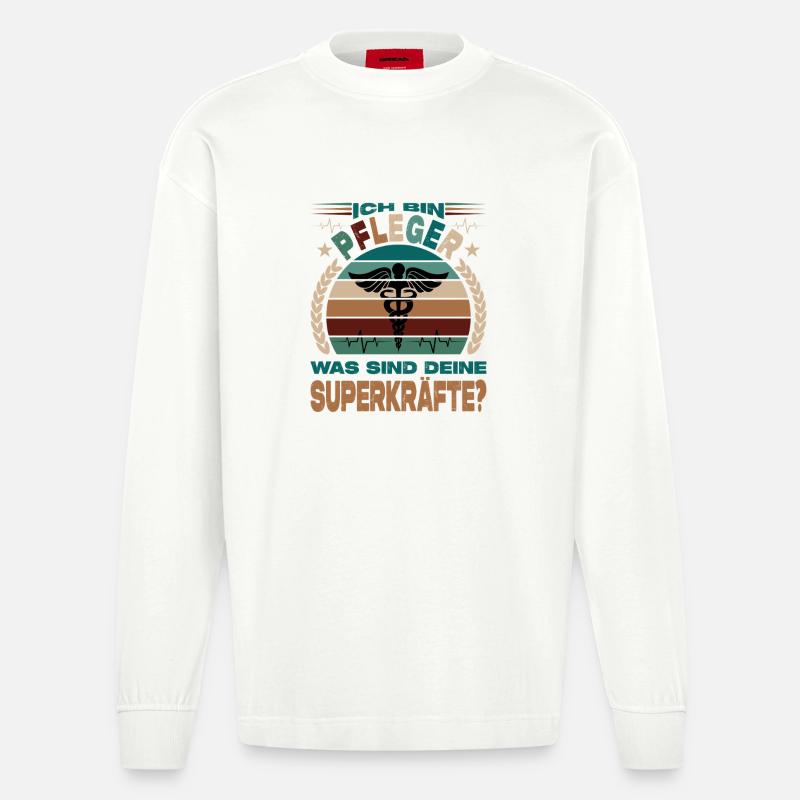 Pfleger Geschenke Krankenpfleger Abschluss - Heavyweight Oversized Organic Langarmshirt Made in EU - OFF WHITE